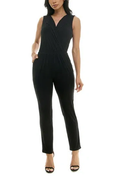 Nina Leonard Sleeveless Jumpsuit In Black