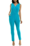 Nina Leonard Sleeveless Jumpsuit In Blue