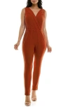 Nina Leonard Sleeveless Jumpsuit In Brown