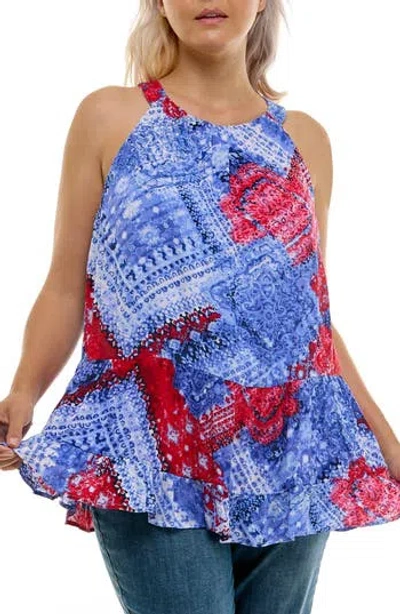 Nina Leonard Sleeveless Tiered Top In Multi