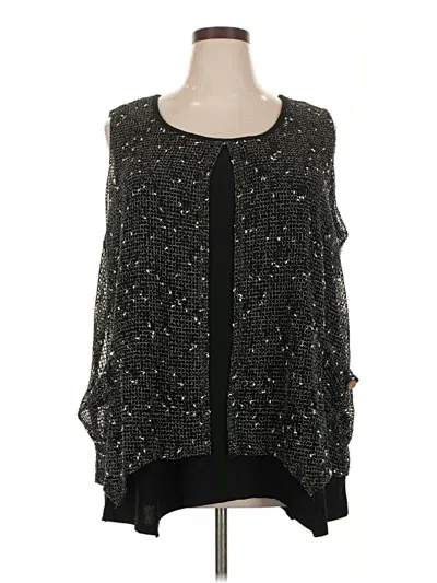 Pre-owned Nina Leonard Sleeveless Top Black Square Neckline Tops