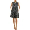 Nina Leonard Sleeveless Trapeze Dress In Multi