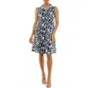 Nina Leonard Sleeveless Trapeze Dress In Multi