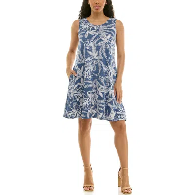 Nina Leonard Sleeveless Trapeze Dress In Multi