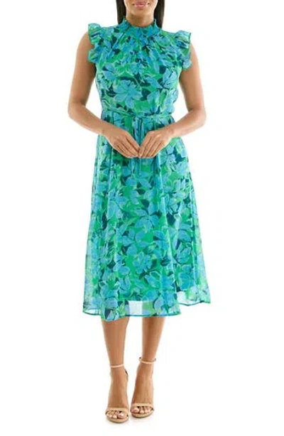 Nina Leonard Smock Chiffon Midi Dress