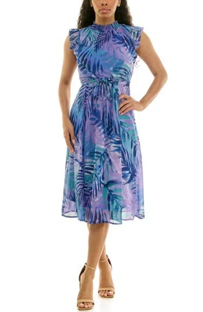 Nina Leonard Smock Chiffon Midi Dress