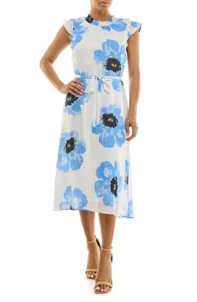 Nina Leonard Smock Chiffon Midi Dress In Multi