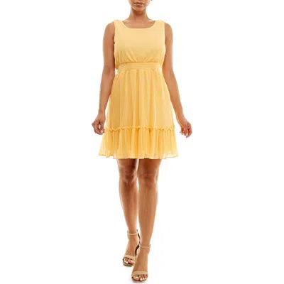 Nina Leonard Smocked Waist Dress In Yellow
