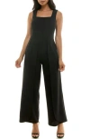 Nina Leonard Square Neck Sleeveless Tulip Hem Jumpsuit In Black
