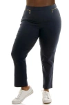 Nina Leonard Straight Leg Pull-on Pants In Blue