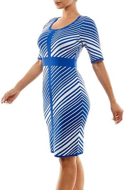 Nina Leonard Stripe Sweater Dress In Multi