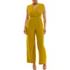 Nina Leonard Surplice V-neck Wide Leg Jumpsuit In Moss