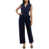 Nina Leonard Surplice V-neck Wide Leg Jumpsuit In Navy