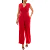 Nina Leonard Surplice V-neck Wide Leg Jumpsuit In Nina Red