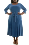Nina Leonard Sylvia A-line Stretch Jersey Dress In Blue Moon