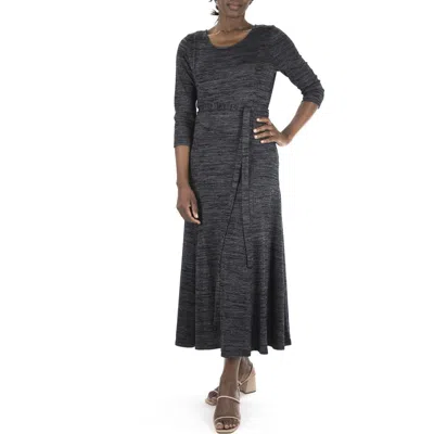 Nina Leonard Sylvia Belted Knit Midi Dress In Gray