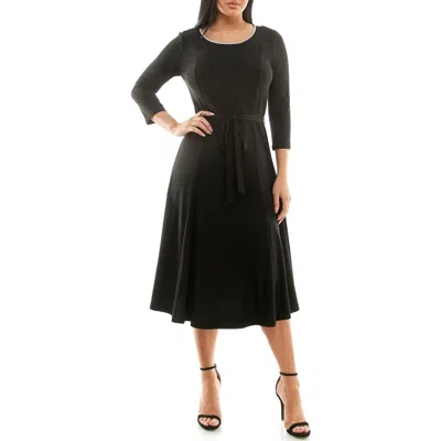 Nina Leonard Sylvia Crystal Embellished Fit & Flare Dress In Black