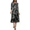 Nina Leonard Sylvia Floral A-line Midi Dress In Multi