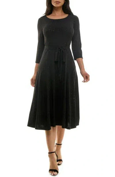 Nina Leonard Sylvia Midi Dress In Black