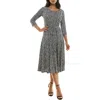 Nina Leonard Sylvia Midi Dress In Black/off White
