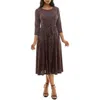 Nina Leonard Sylvia Midi Dress In Black/wine