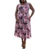 Nina Leonard Sylvia Sleeveless Midi Dress In Pink