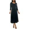 Nina Leonard Sylvia Tie Waist A-line Midi Dress In Navy Stitched