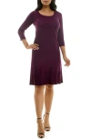Nina Leonard Textured Fit & Flare Dress In Black Plum