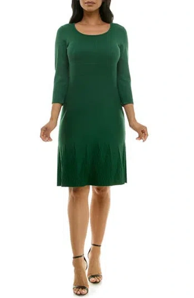 Nina Leonard Textured Fit & Flare Dress In Jewel Green