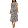 Nina Leonard Tie Front Sleeveless Midi Dress In Gray