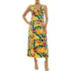 Nina Leonard Tie Front Sleeveless Midi Dress In Yellow