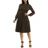 Nina Leonard Tie Waist Fit & Flare Sweater Dress In Chocolate