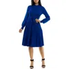 Nina Leonard Tie Waist Fit & Flare Sweater Dress In Deep Sapphire