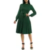 Nina Leonard Tie Waist Fit & Flare Sweater Dress In Green