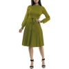 Nina Leonard Tie Waist Fit & Flare Sweater Dress In Olive Oil