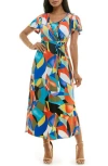 Nina Leonard Tie Waist Maxi Dress