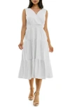 Nina Leonard Tiered Midi Dress In White