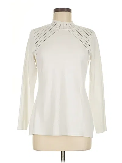 Pre-owned Nina Leonard Turtleneck Sweater In White