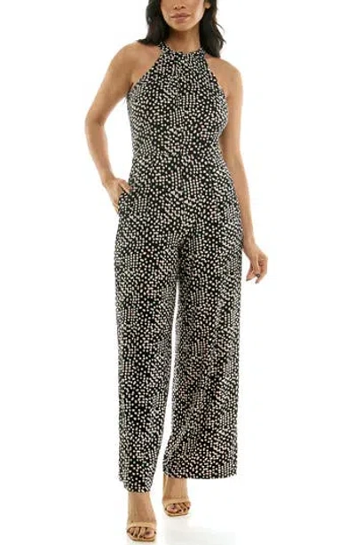 Nina Leonard Twisted Halter Neck Jumpsuit