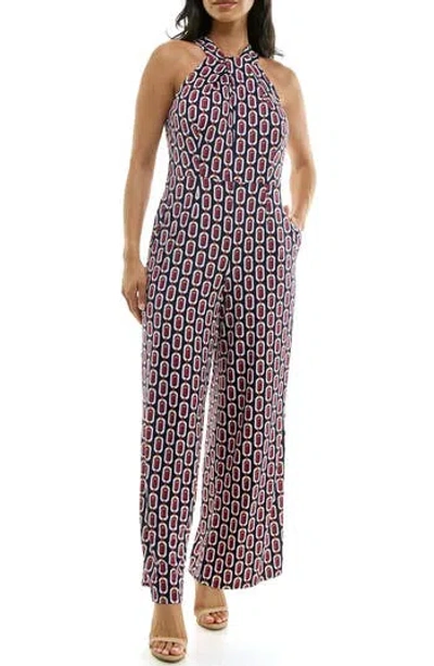 Nina Leonard Twisted Halter Neck Jumpsuit
