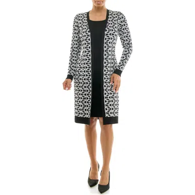 Nina Leonard Twofer Knit Dress In Black
