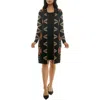 Nina Leonard Twofer Knit Dress In Black/cognac