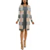Nina Leonard Twofer Knit Dress In Grey/tan Multi
