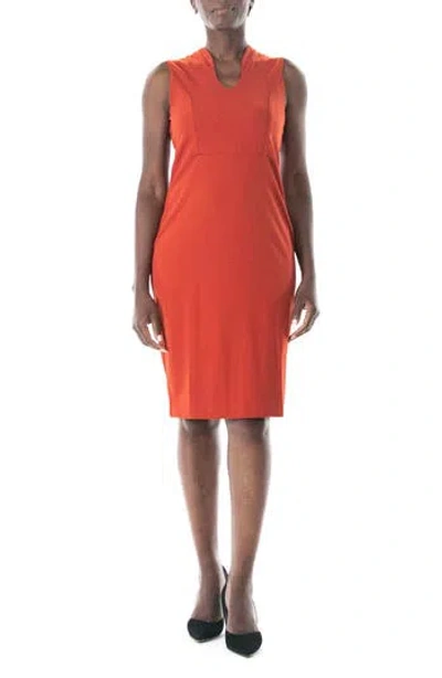 Nina Leonard U-neck Sleeveless Sheath Dress In Orange