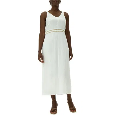 Nina Leonard V-neck Maxi Dress In White/gold