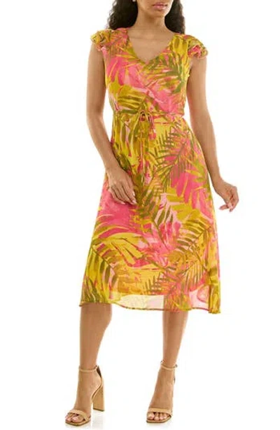 Nina Leonard V-neck Sleeveless Fit & Flare Dress In Multi