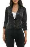 Nina Leonard Velvet One Button Blazer In Black