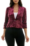 Nina Leonard Velvet One Button Blazer In Red