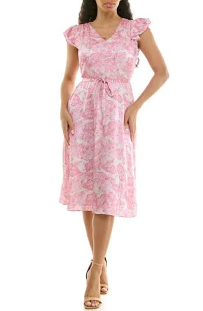 Nina Leonard V-neck Sleeveless Fit & Flare Dress In Multi