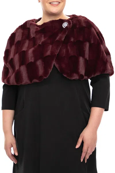 Nina Leonard Women's Wrap Over Faux Fur Capelet In Cabernet In Burgundy